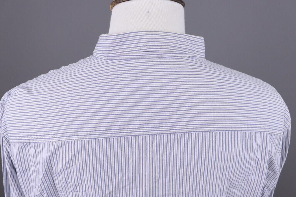 Desigual Regular Fit Blue Pinstripe Printed Long Sleeve Button Down Shirt Sz XXL
