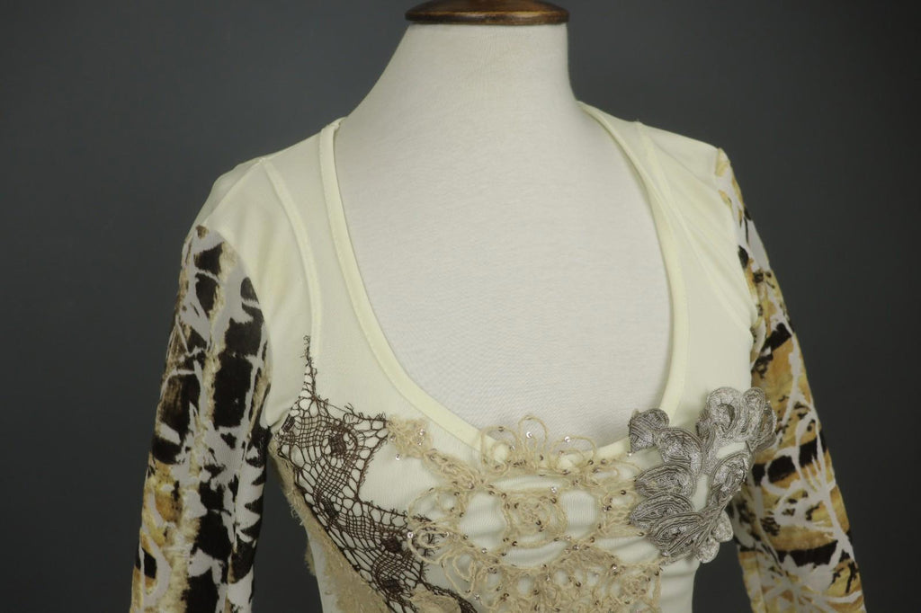 SAVE THE QUEEN Multi Lace Detail Slim Fit Scoop Neck Pullover Blouse Top – Size S