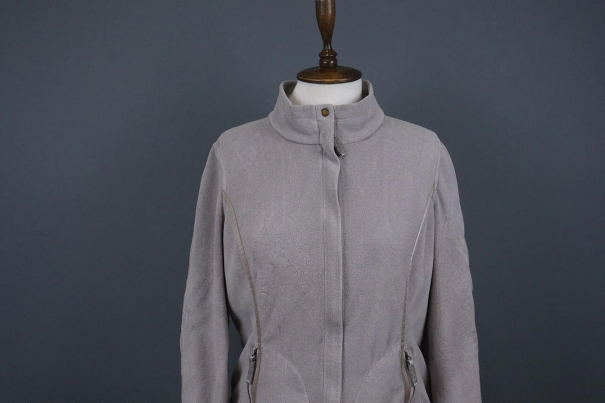 FRAUENSCHUH Gray Mock Neck Zipper Long Sleeve Zip Pockets Fleece Jacket – Size L