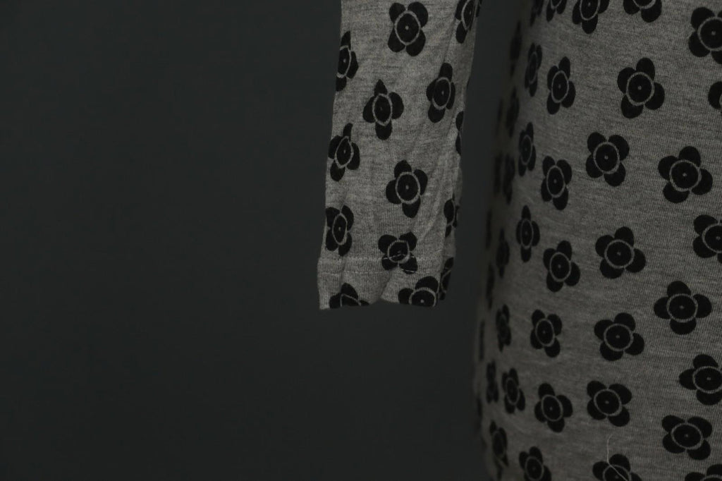 GUDRUN SJODEN Gray & Black Floral Modal Long Sleeve Crew Neck Blouse Top – Size S