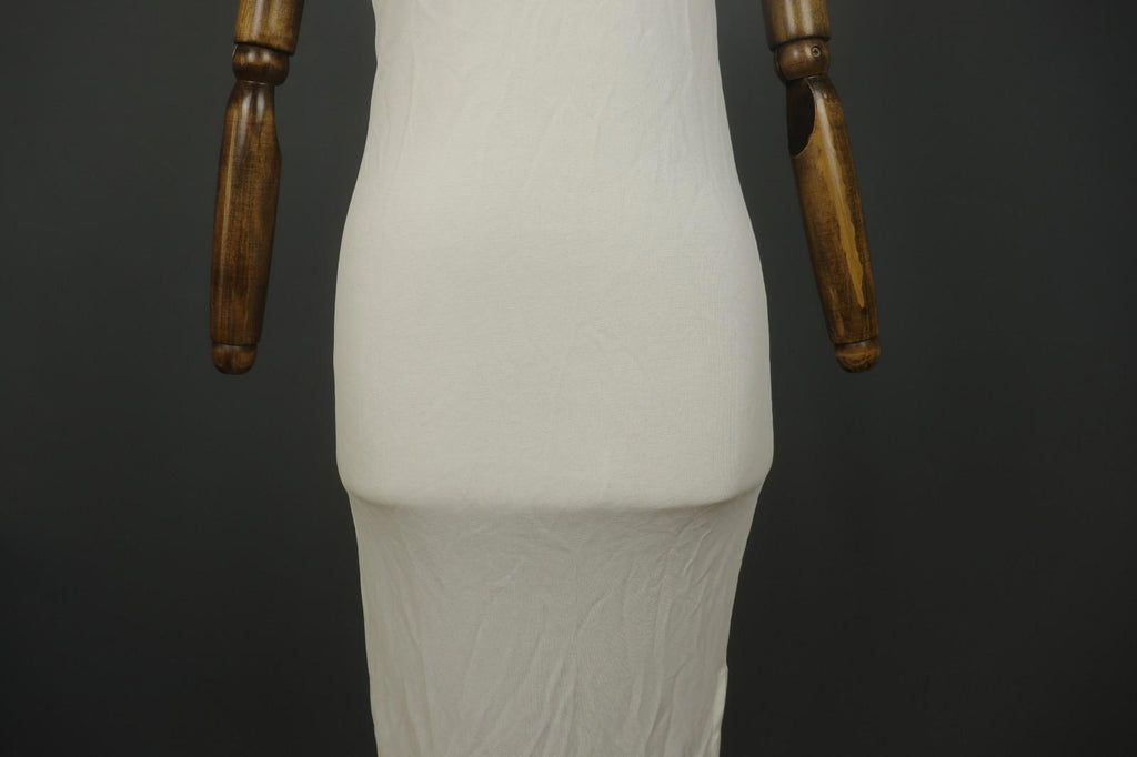 SARAH PACINI White Viscose Stretch Round Neck Spaghetti Strap Maxi Dress – Size 2