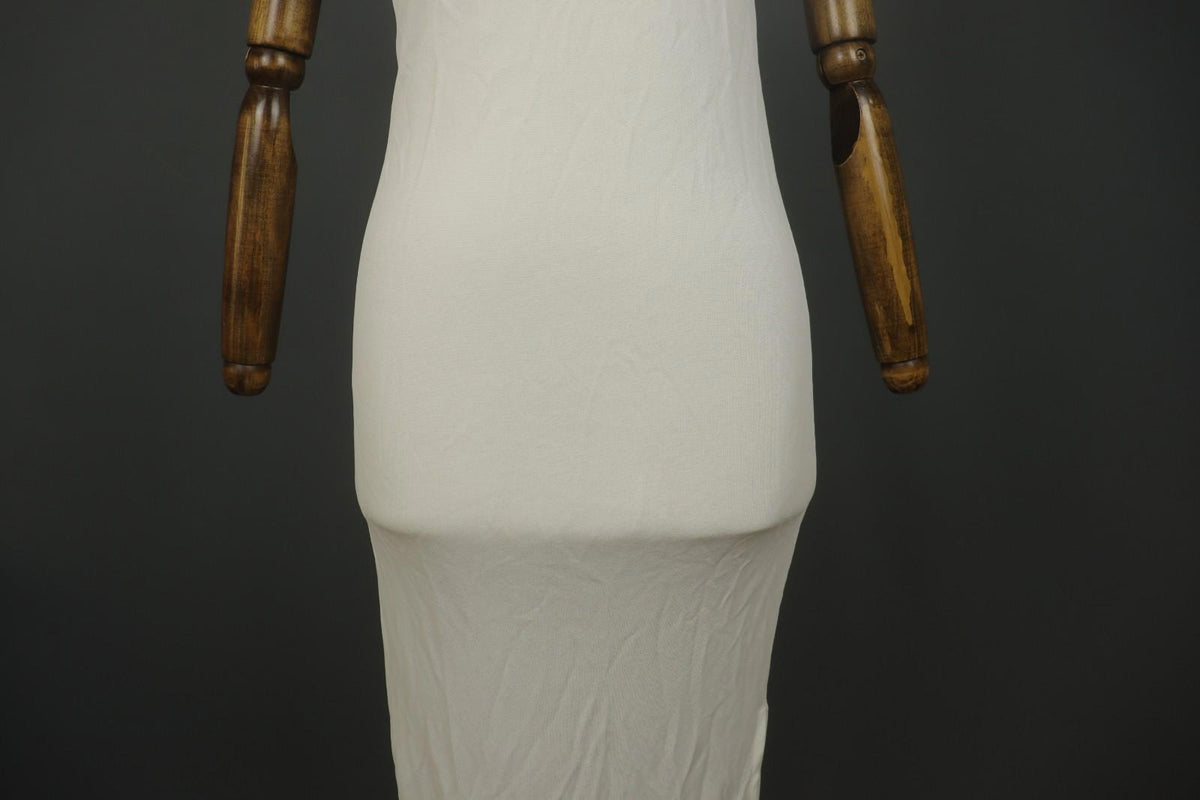 SARAH PACINI White Viscose Stretch Round Neck Spaghetti Strap Maxi Dress – Size 2