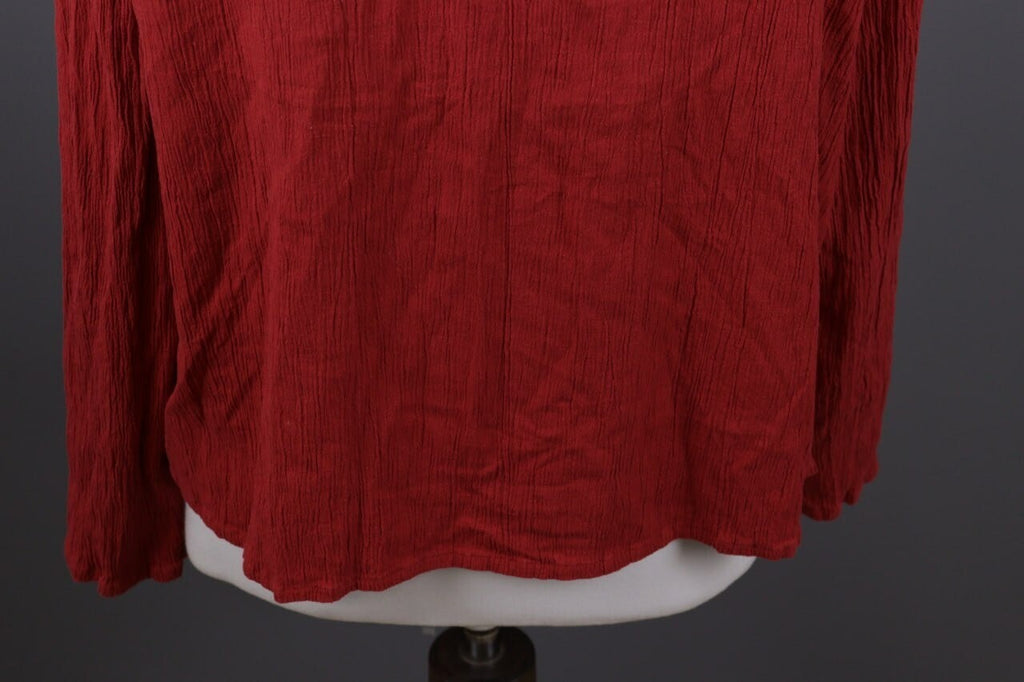 Gudrun Sjoden Red Button Down Asymmetrical Long Sleeve Top Shirt – Size XL