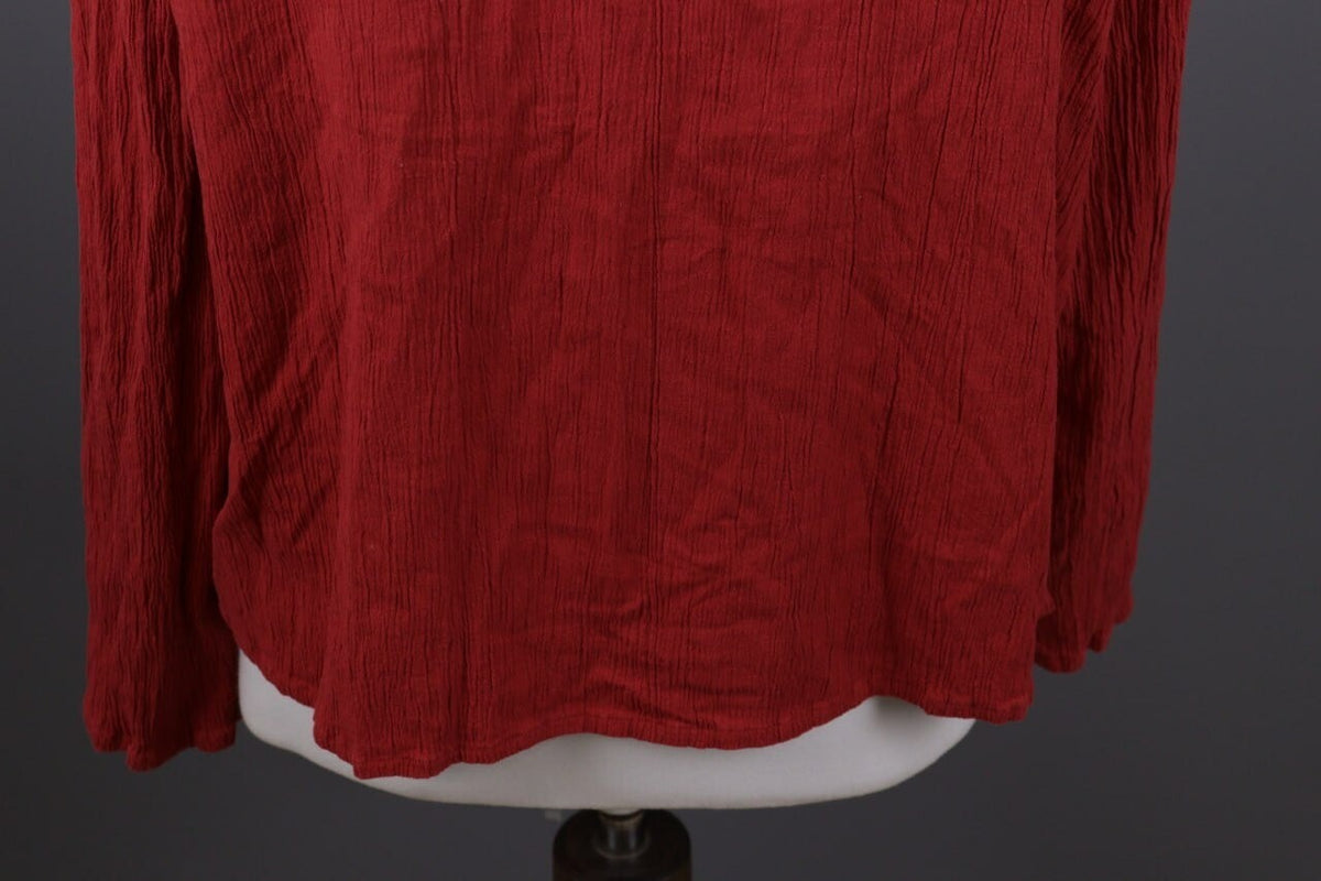 Gudrun Sjoden Red Button Down Asymmetrical Long Sleeve Top Shirt – Size XL