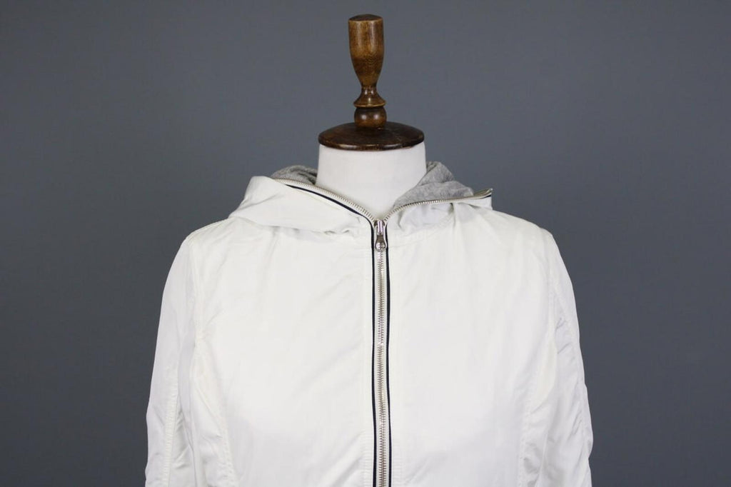 DUVETICA White Lightweight Hooded Full Zip Long Jacket – Size 44