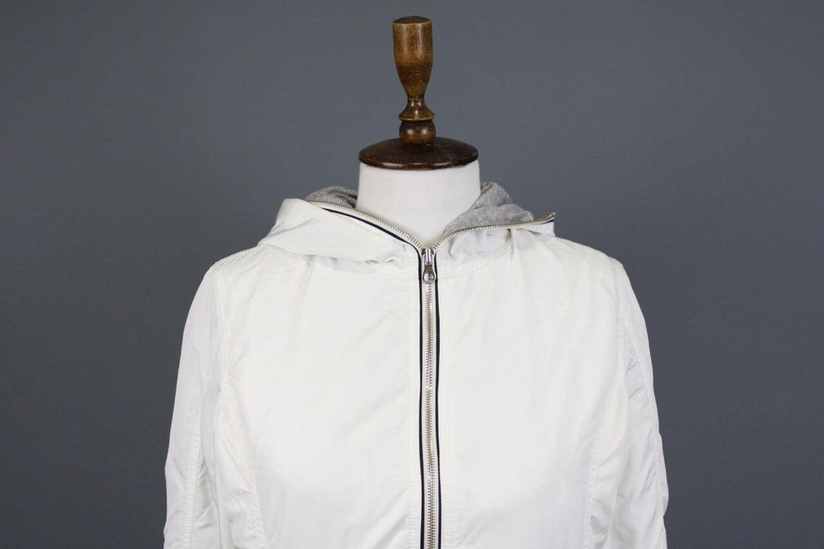 DUVETICA White Lightweight Hooded Full Zip Long Jacket – Size 44