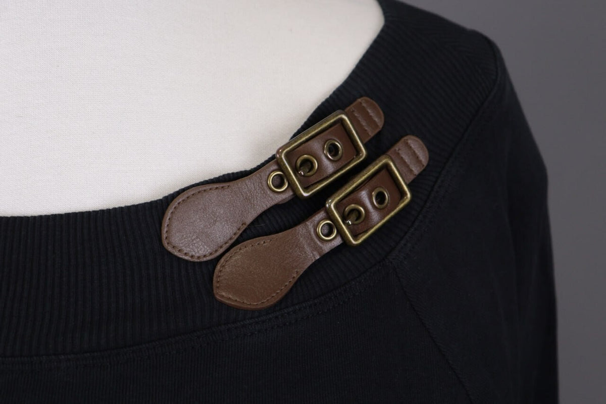 Lauren Ralph Lauren Black Leather Strap Cotton Sweater – Size M