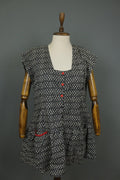 GUDRUN SJODEN Multi Polka Dot Cotton Square Neck Button Front Shirt Dress – Size L