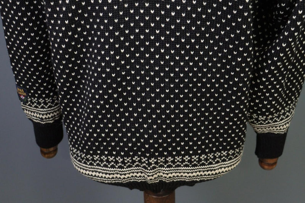 DALE OF NORWAY Black Clasp Fair Isle Wool Knit Ski Sweater