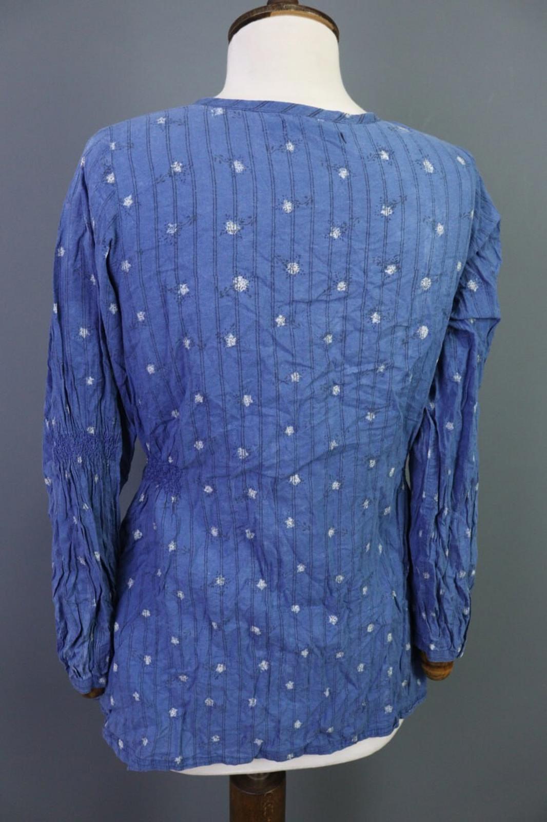 GUDRUN SJODEN Blue Floral Button Up Long Sleeve Top Shirt – Size S