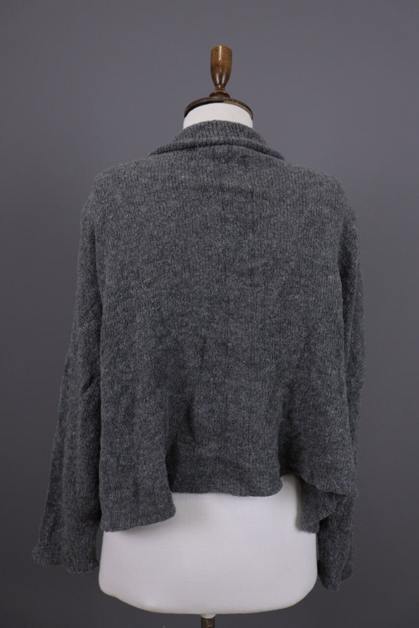 Grizas Gray Wool Lagenlook Textured Knit Cardigan Sweater – Size XL
