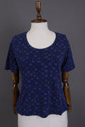 GUDRUN SJODEN Blue Floral Short Sleeve Blouse Top Shirt – Size S
