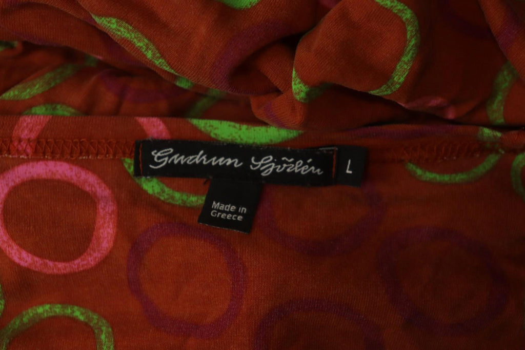 GUDRUN SJODEN Orange Polka Dot Viscose Long Sleeve Pullover Shift Dress – Size L