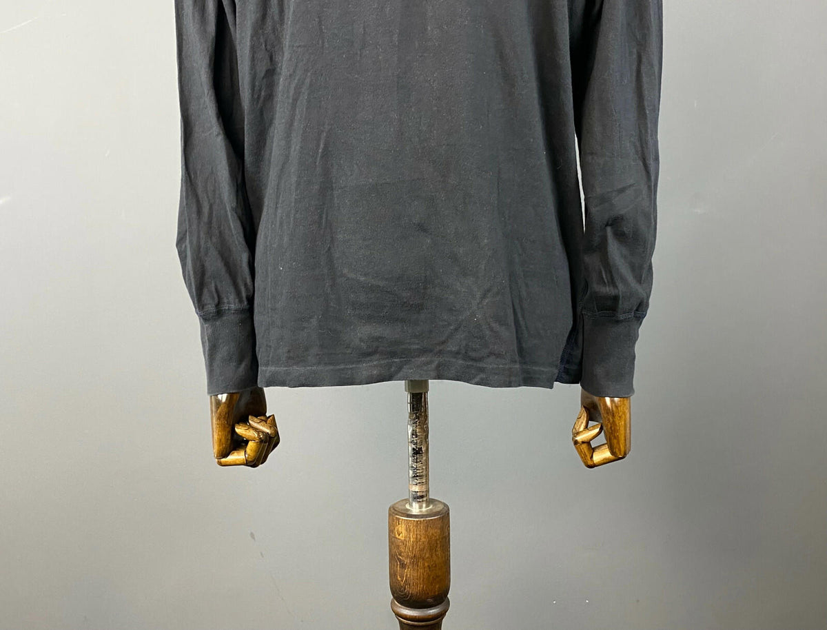 Vintage Men BEST COMPANY Black Button Long Sleeve T-Shirt – Size L