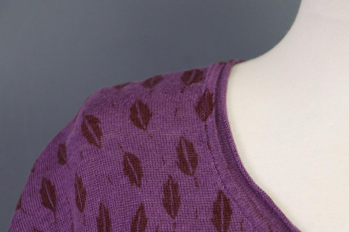 GUDRUN SJODEN Purple 100%Linen Round Neck Short Sleeve Sweater Dress – Size S
