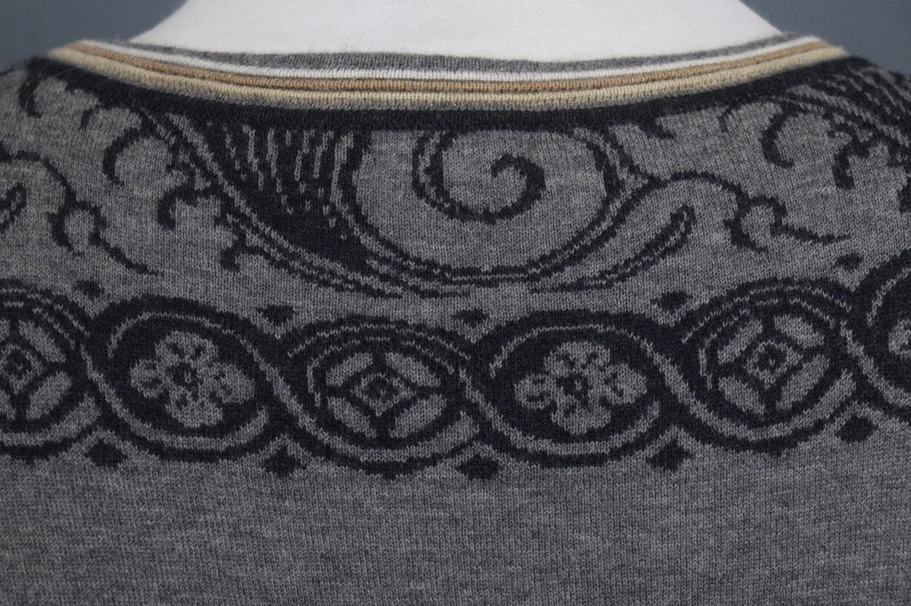 IVKO Black Gray 100% Wool Crew Neck Long Sleeve Fit & Flare Dress – Size 42
