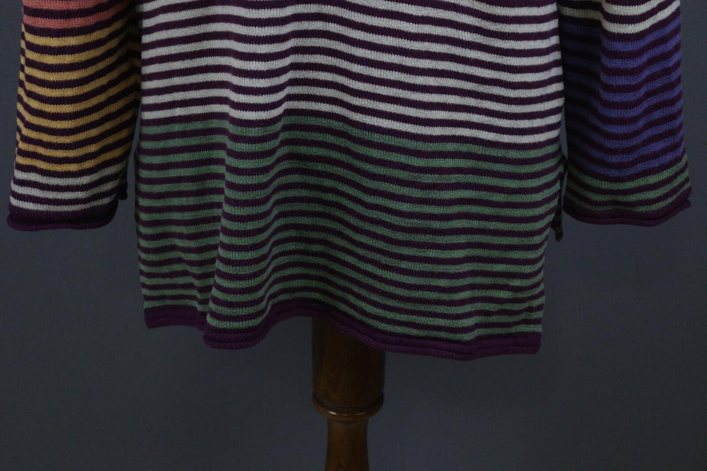 GUDRUN SJODEN Multicolor Striped Long Sleeve Lightweight Sweater – Size M