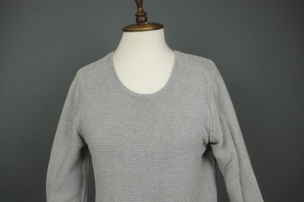 GUDRUN SJODEN Gray 100% Cotton Long Sleeve Round Neck Pullover Sweater – Size S