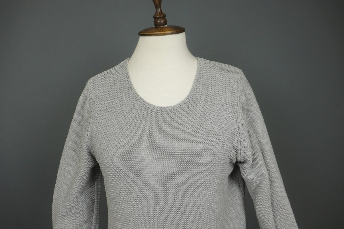 GUDRUN SJODEN Gray 100% Cotton Long Sleeve Round Neck Pullover Sweater – Size S
