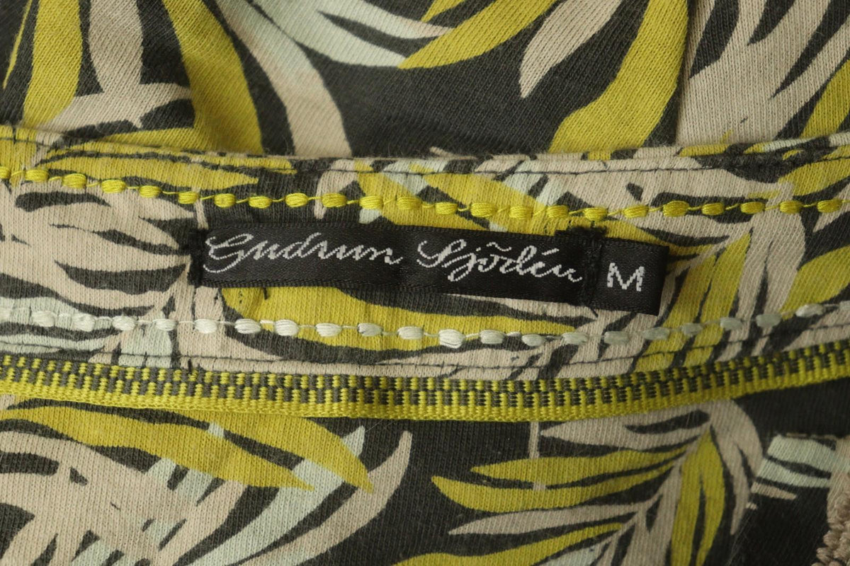 GUDRUN SJODEN Multicolor Leaf Print Split Neck Short Sleeve Shift Dress – Size M