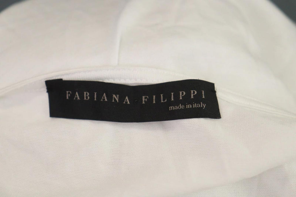 FABIANA FILIPPI Beige White 100% Cotton Beaded Wide Strap Tank Top – Size XS