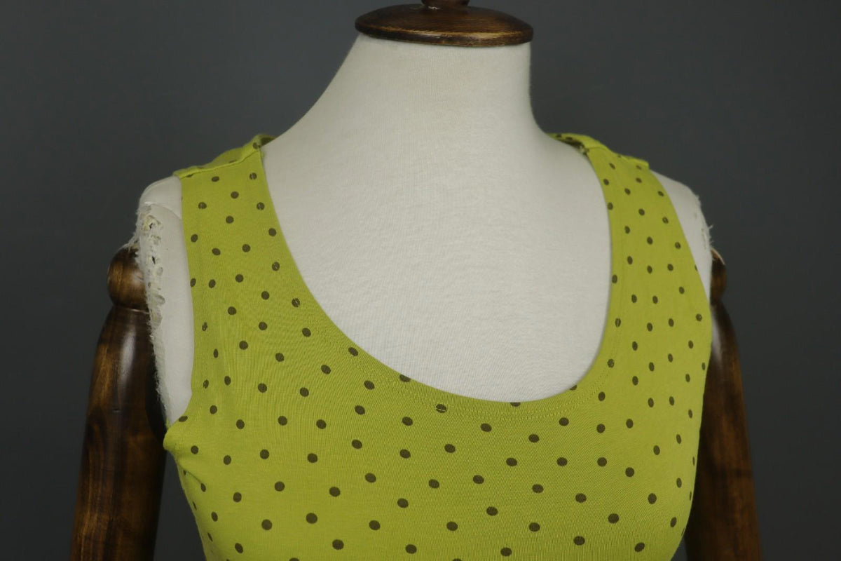 GUDRUN SJODEN Yellow Polka Dot Sleeveless Scoop Neck Pullover Tank Dress – Size S