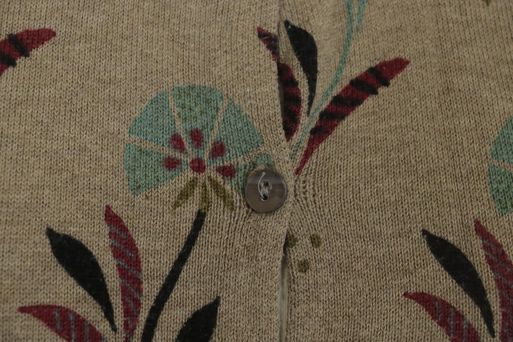 GUDRUN SJODEN Multicolor Floral 100% Cotton Button Front Cardigan Sweater – Size S