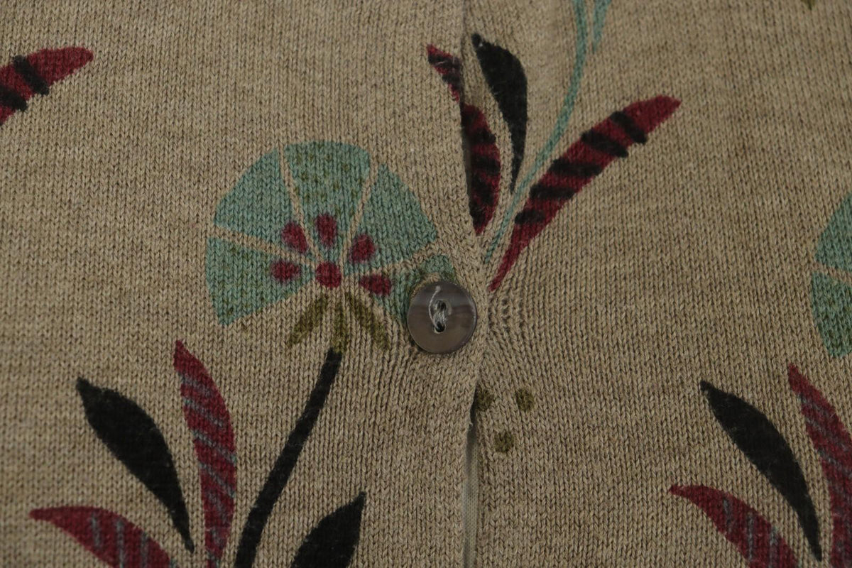 GUDRUN SJODEN Multicolor Floral 100% Cotton Button Front Cardigan Sweater – Size S