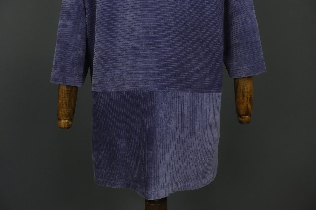 GUDRUN SJODEN Purple Cotton Velour Round Neck Pullover Shift Dress – Size XS