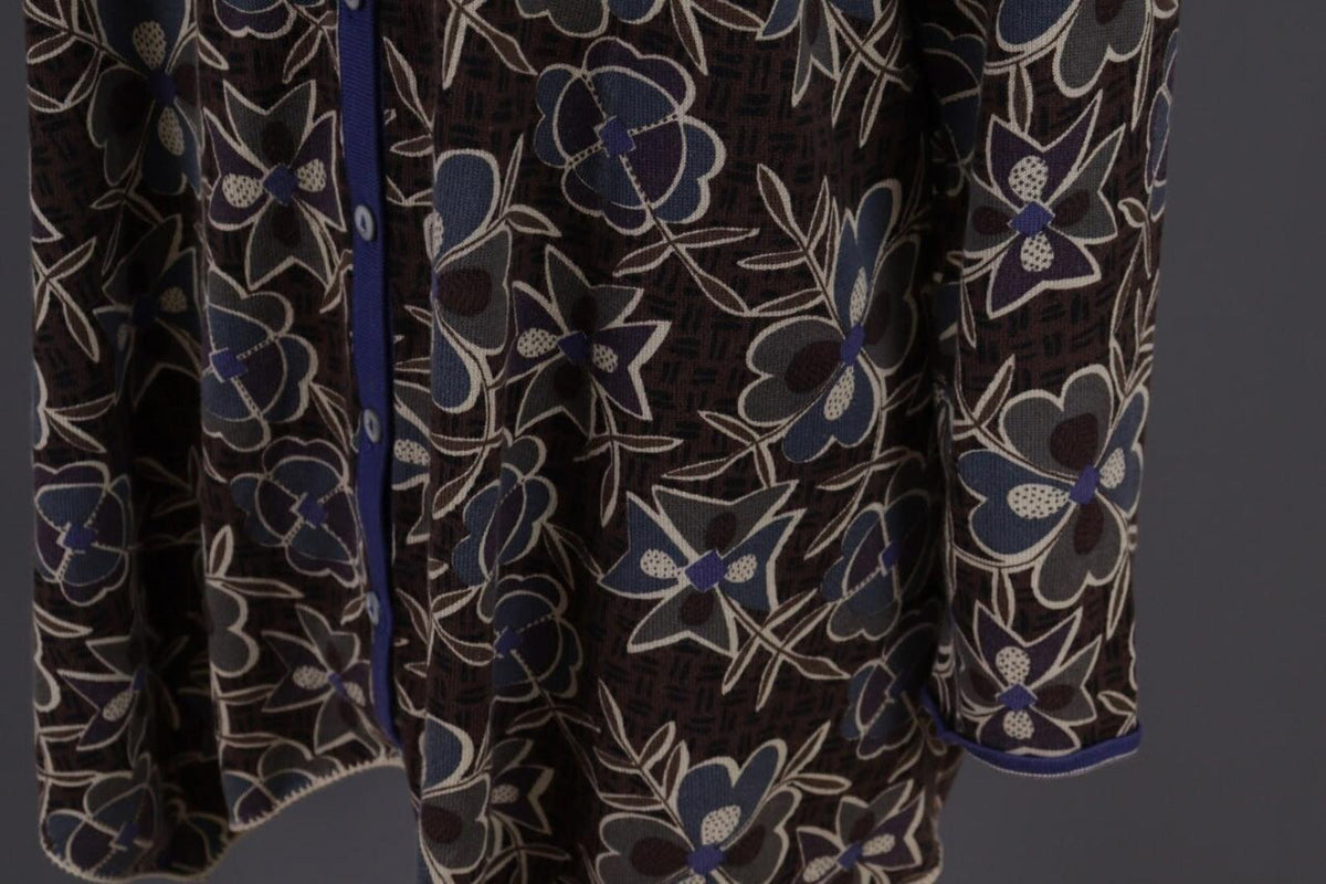 GUDRUN SJODEN Brown Floral Button Down Long Cardigan Sweater – Size M – Used