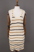 BNWT ISABEL MARANT ETOILE Beige Striped Crochet Knit Sleeveless Midi Dress Sz 36