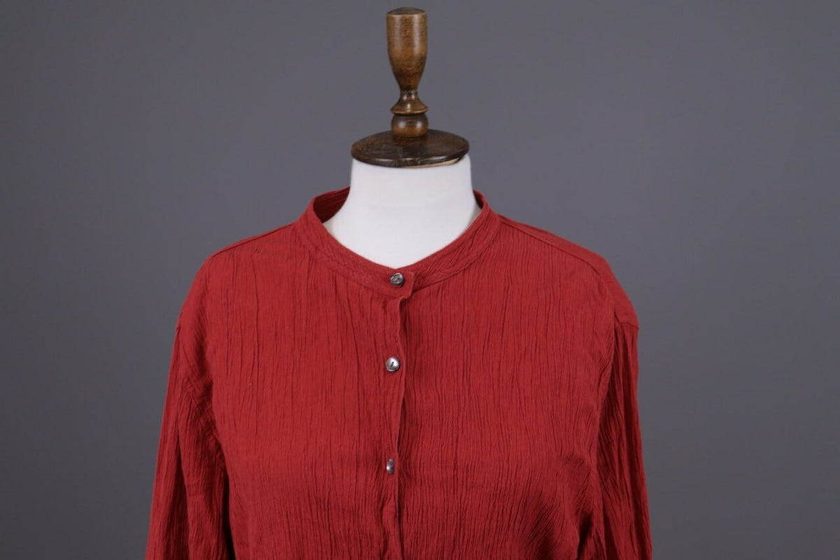Gudrun Sjoden Red Button Down Asymmetrical Long Sleeve Top Shirt – Size XL
