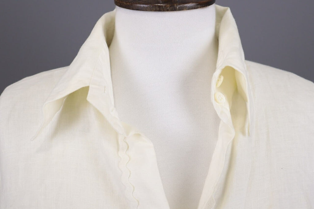 Anne Fontaine Embroidered Long Sleeve Button Top Blouse Tunic Shirt Sz 38