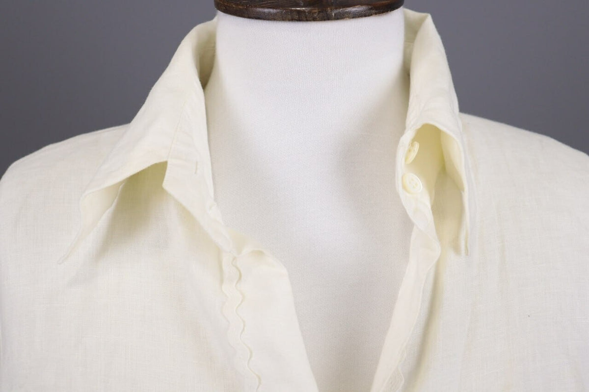 Anne Fontaine Embroidered Long Sleeve Button Top Blouse Tunic Shirt Sz 38