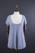 GUDRUN SJODEN Blue Short Sleeve Lightweight Lagenlook Relaxed Tunic Top – Size M – Used
