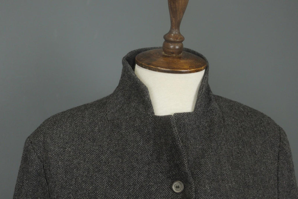 ANNETTE GOERTZ Gray Herringbone Wool Long Sleeve Button Front Long Coat – Size 38