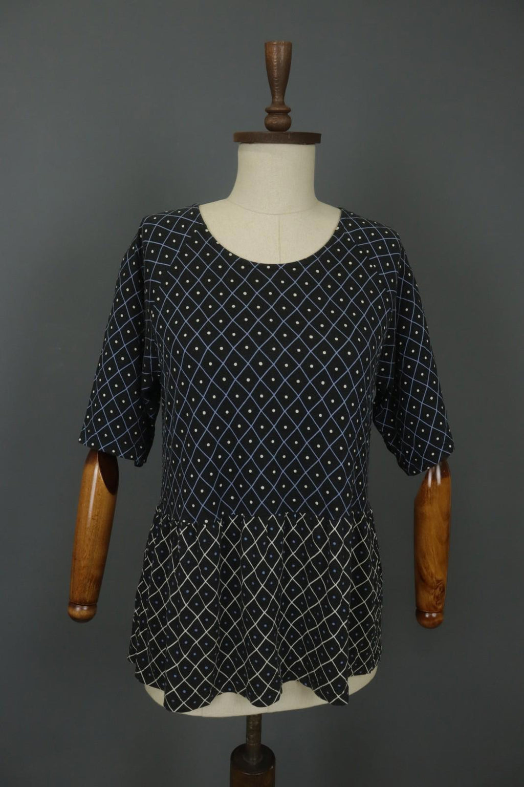 GUDRUN SJODEN Multicolor Modal Dotted Short Sleeve Round Neck Blouse Top – Size S