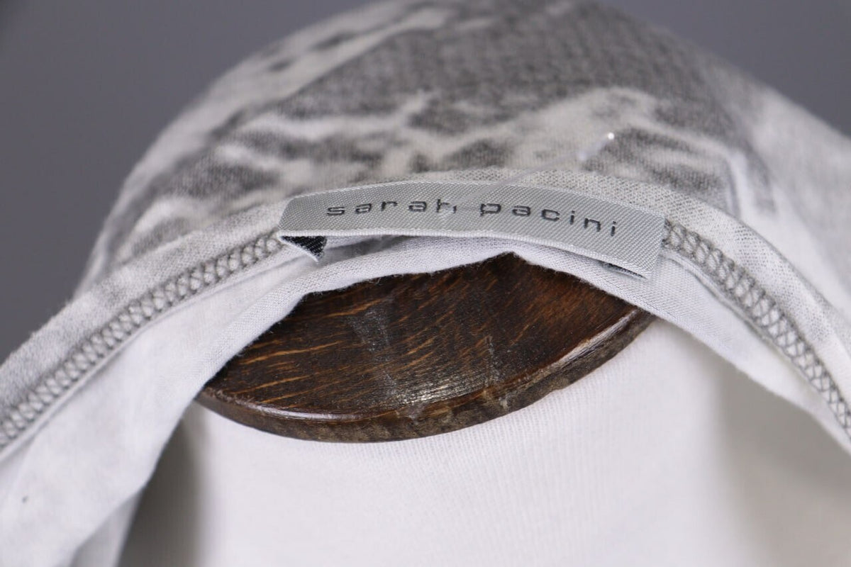 Sarah Pacini Gray Printed 3/4 Sleeve Lightweight Top Shirt One Size