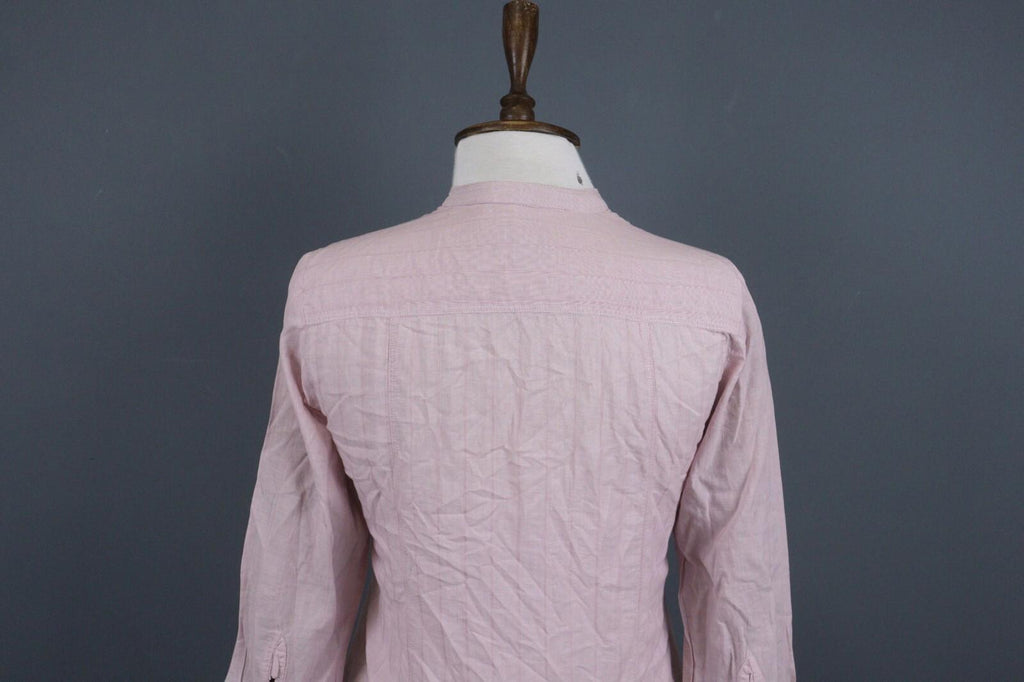 BURBERRY BRIT Pink Lightweight 3/4 Sleeve Stretch Button Down Shirt – Size XS