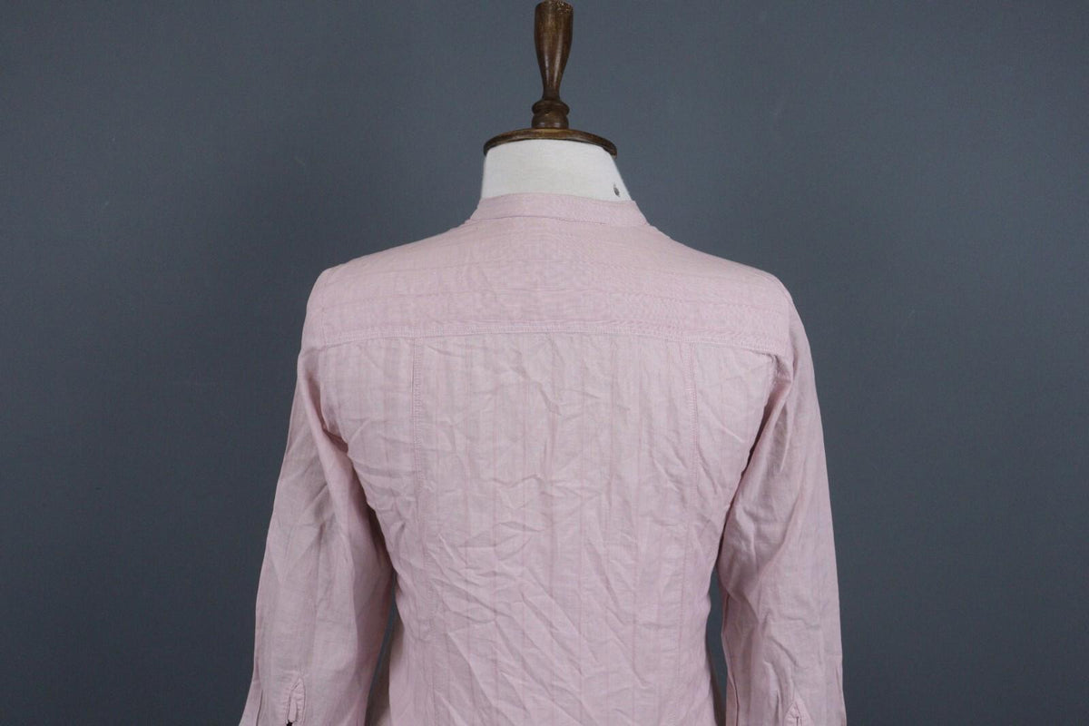 BURBERRY BRIT Pink Lightweight 3/4 Sleeve Stretch Button Down Shirt – Size XS