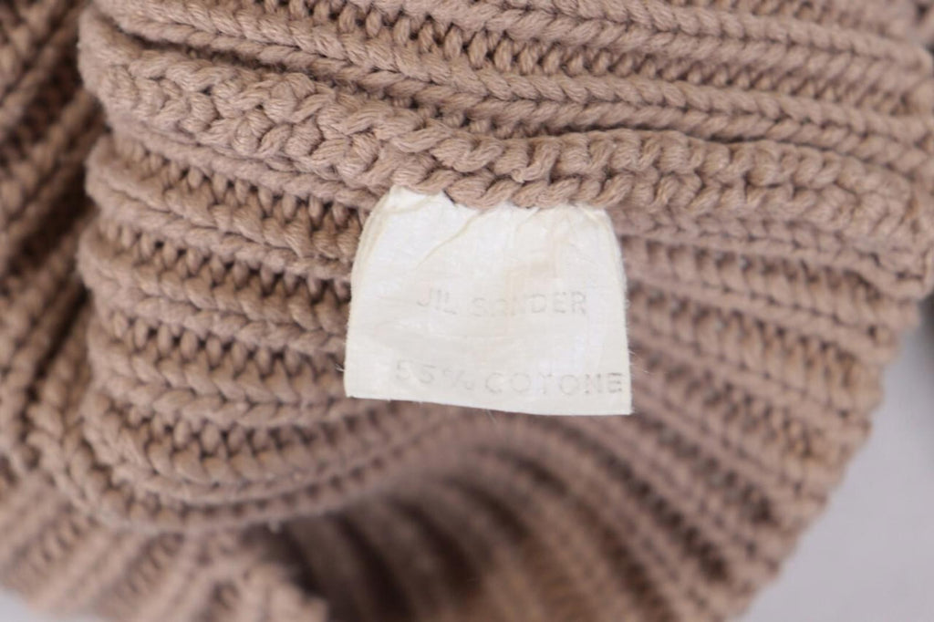 JIL SANDER Brown Knit Cropped Oversize Ballon Long Sleeve Sweater