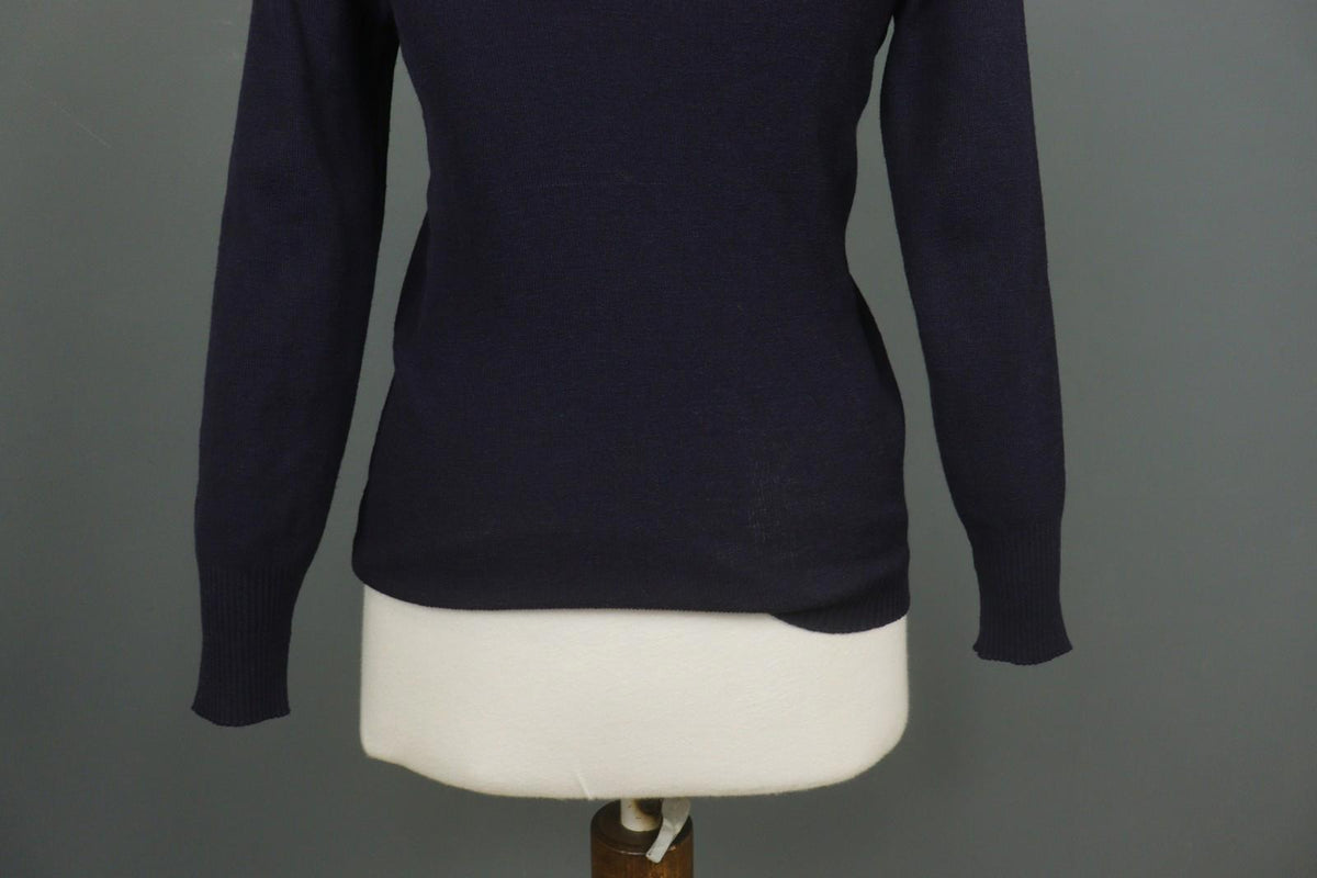 ESCADA Navy Wool Tight Kint Raglan Sleeve V-Neck Button Front Cardigan – Size 40