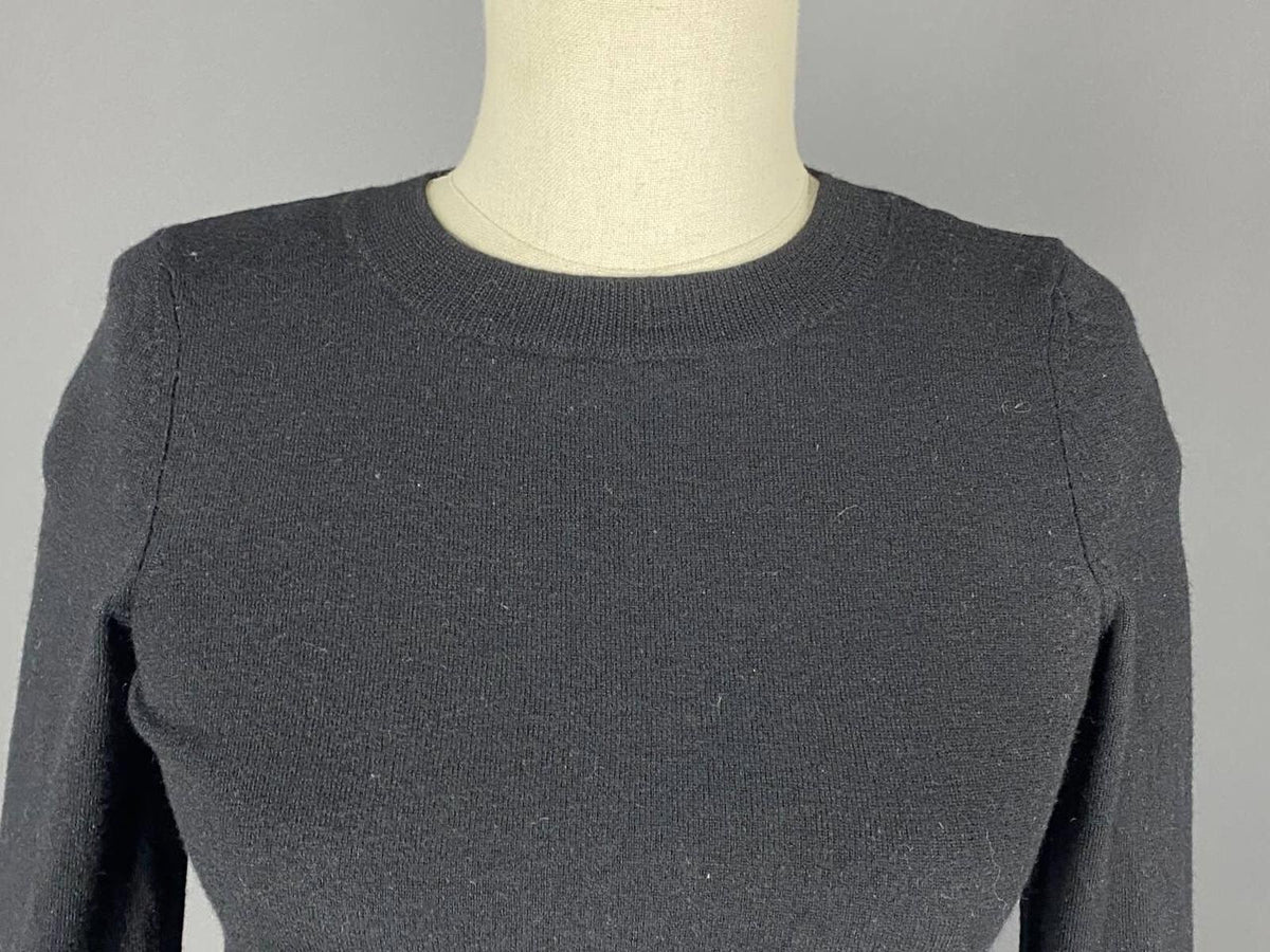 LA MAILLE SEZANE Black Merino Wool Knit Button Sleeve Sweater – Size M