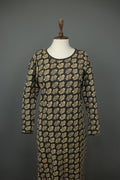 MARIMEKKO Black Ivory Floral Knit Long Sleeve Round Neck Sweater Dress – Size S