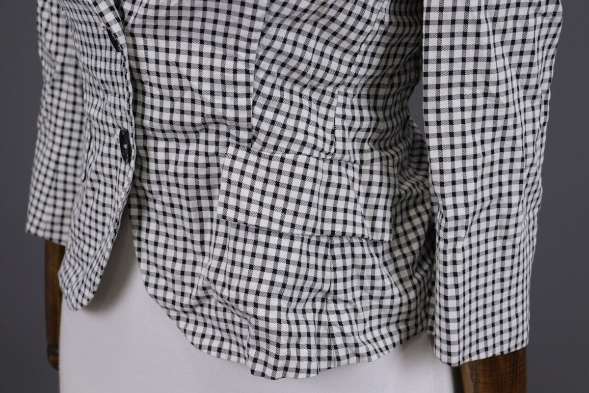 Max Mara White & Black 3/4 Sleeve Check Blazer Jacket – Size I 40 / USA 6