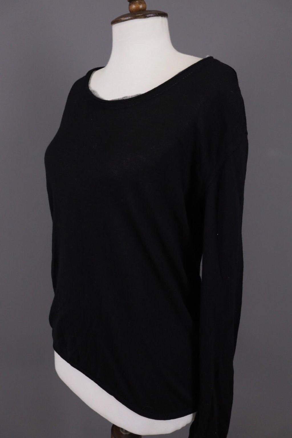 VERSACE COLLECTION Black Merino Wool Knit Long Sleeve Top Tunic Shirt – Size M