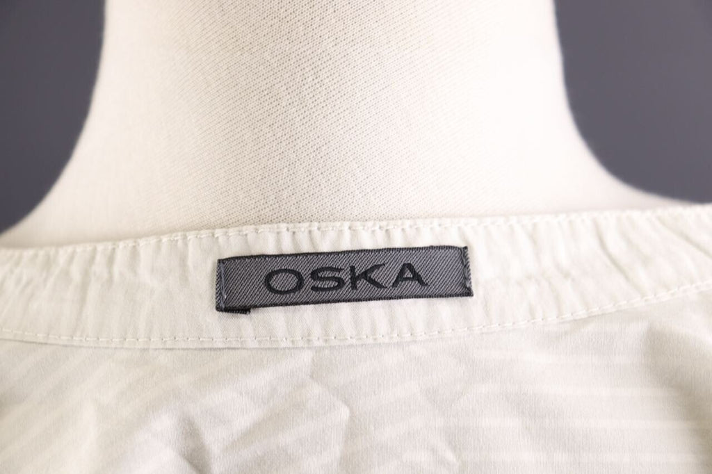 Oska White Relaxed Stripe Long Sleeve Tunic Shirt Dress Short – Size 4