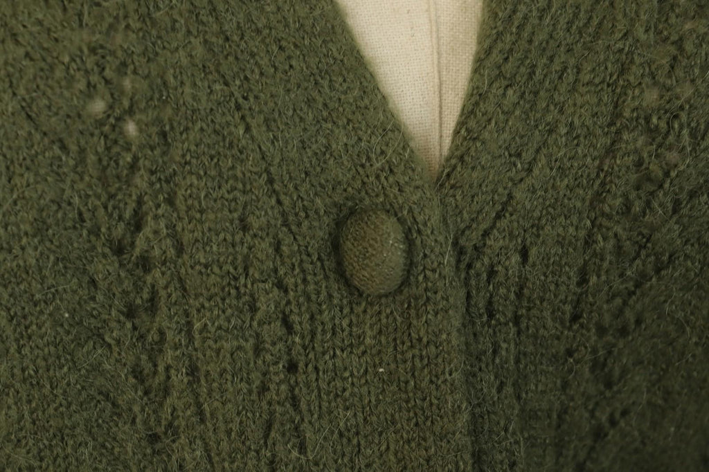 LA MAILLE SEZANE Green Open Knit Raglan Sleeve Button Front Cardigan – Size S