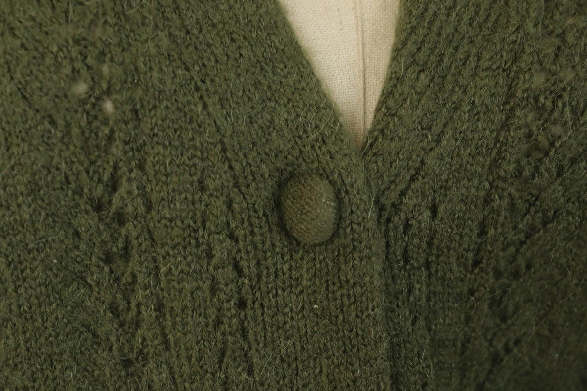 LA MAILLE SEZANE Green Open Knit Raglan Sleeve Button Front Cardigan – Size S