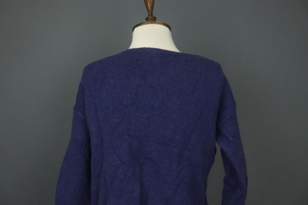 GUDRUN SJODEN Navy 100% Wool Knit Long Sleeve Round Neck Pullover Sweater – Size S